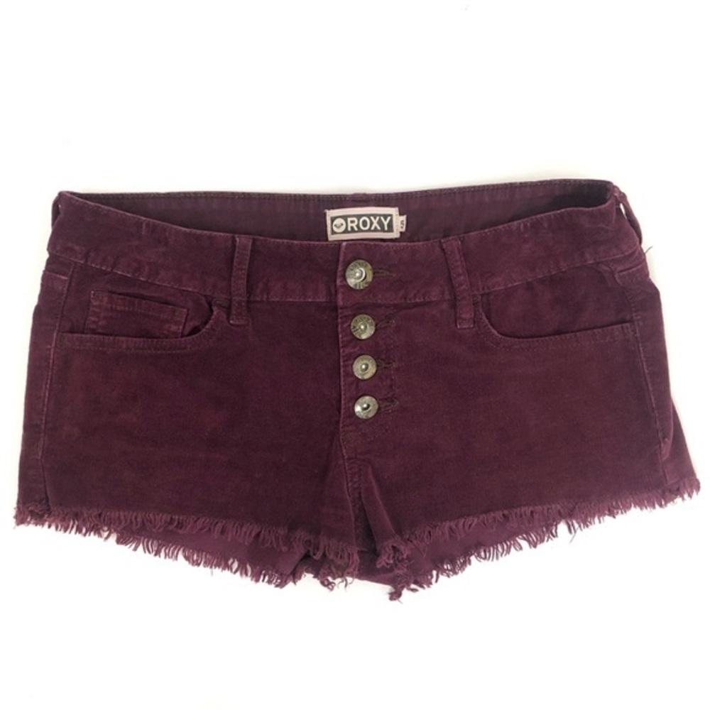 Roxy Corduroy Cut Off Raw Hem Shorts Women’s Teen Size 5 Burgundy Red